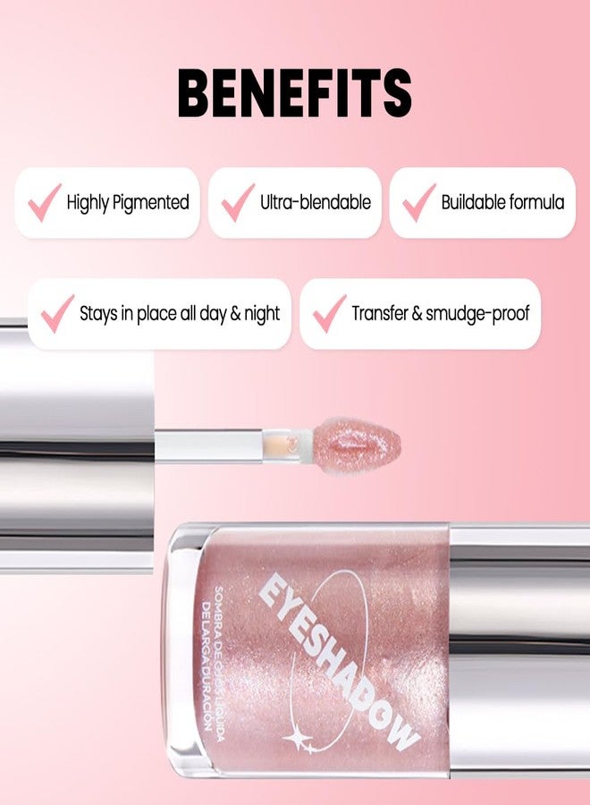 سويكي ظلال عيون سائلة لامعة من SUAKE - ظلال عيون بلون الكرز الذهبي الوردي، كحل، مكياج لامع للجفون، صبغة عالية، مقاوم للماء وسريع الجفاف (01Coral#) - Image 4